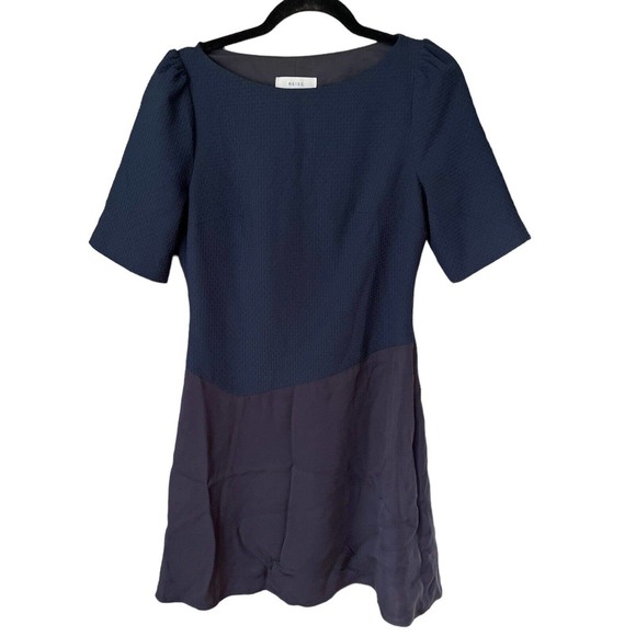 Reiss Dresses & Skirts - Reiss Navy Blue Textured Knee Length Sheath Career Dress Size 6